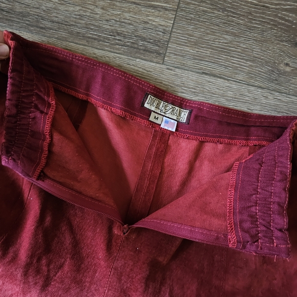 Double D Ranch Red Suede Leather Midi Skirt w/Tassels Ranchwear Western Cowgirl - Picture 5 of 7